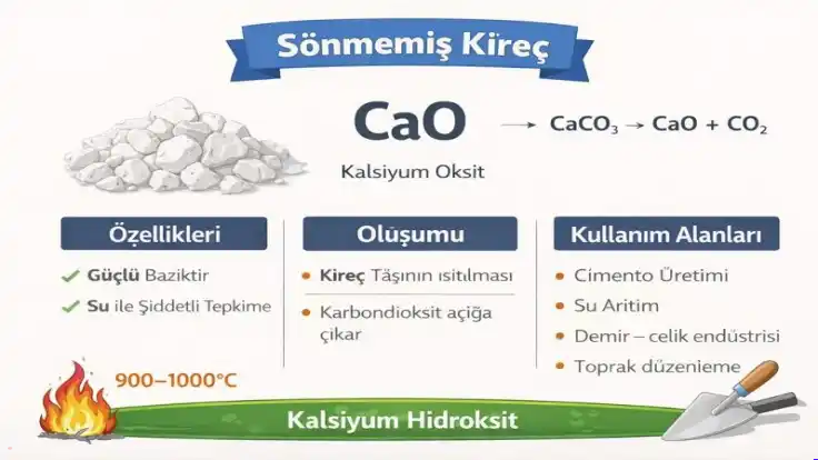 Sönmemiş Kireç Formülü Nedir? (CaO) Sönmemiş Kireç Özellikleri ve Kullanımı