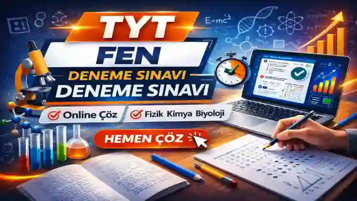 TYT Fen Deneme Sınavı 2026 – Fizik, Kimya & Biyoloji Online Deneme